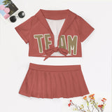 Custom Copper Rose Light Khaki Cheerleading Uniform Set