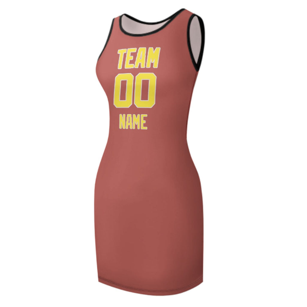 Custom Copper Rose Light Yellow Sleeveless Vest Dress