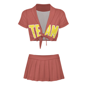 Custom Copper Rose Light Yellow Cheerleading Uniform Set