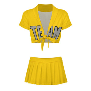 Custom Gold Gray Cheerleading Uniform Set