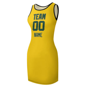 Custom Gold Green Sleeveless Vest Dress