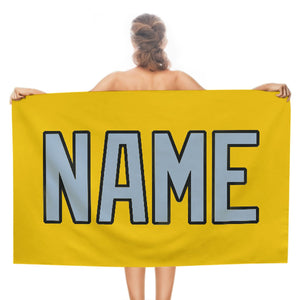 Custom Gold Light Blue Beach Towel