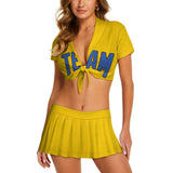 Custom Gold Sky Blue Cheerleading Uniform Set