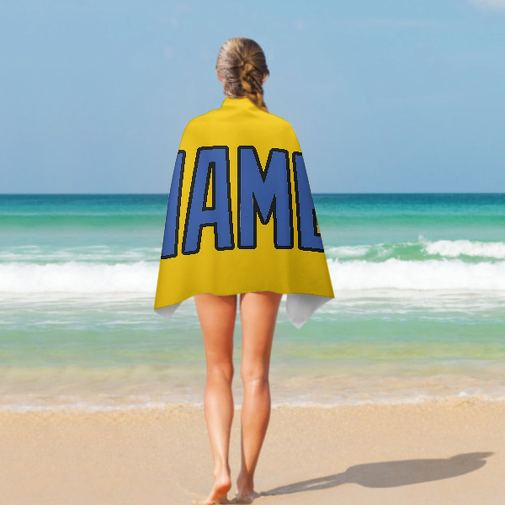 Custom Gold Sky Blue Beach Towel