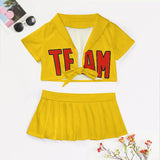 Custom Gold Orange Red Cheerleading Uniform Set