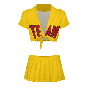 Custom Gold Red Cheerleading Uniform Set