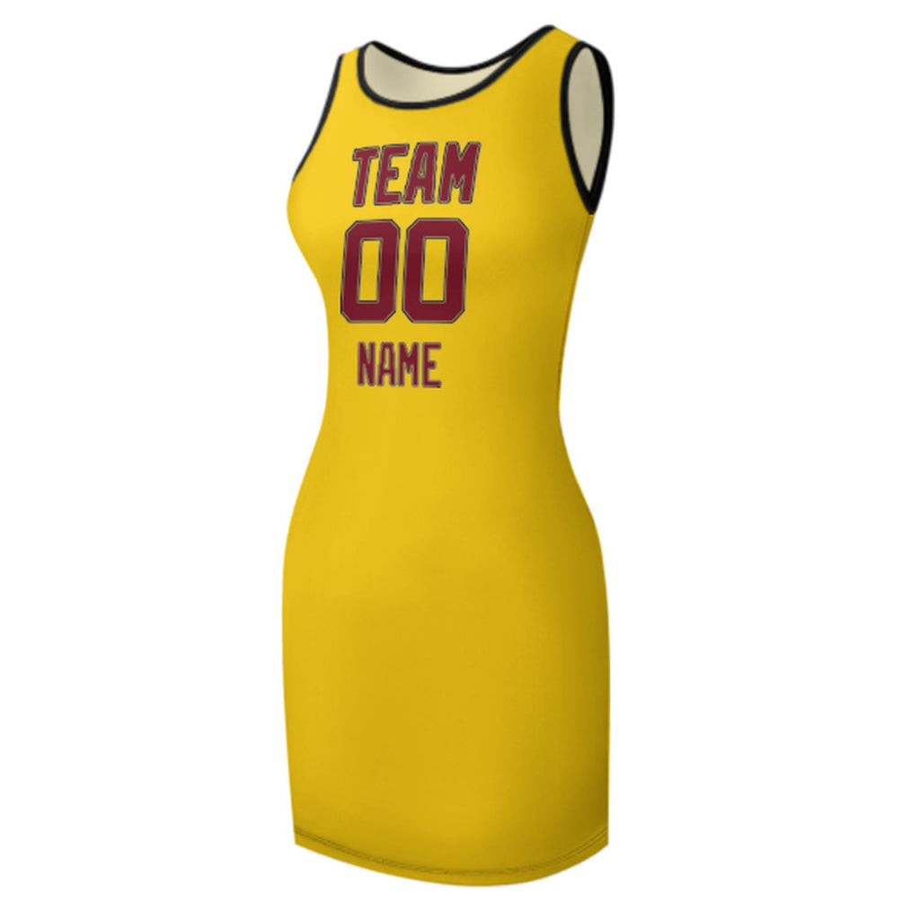 Custom Gold Crimson Red Sleeveless Vest Dress