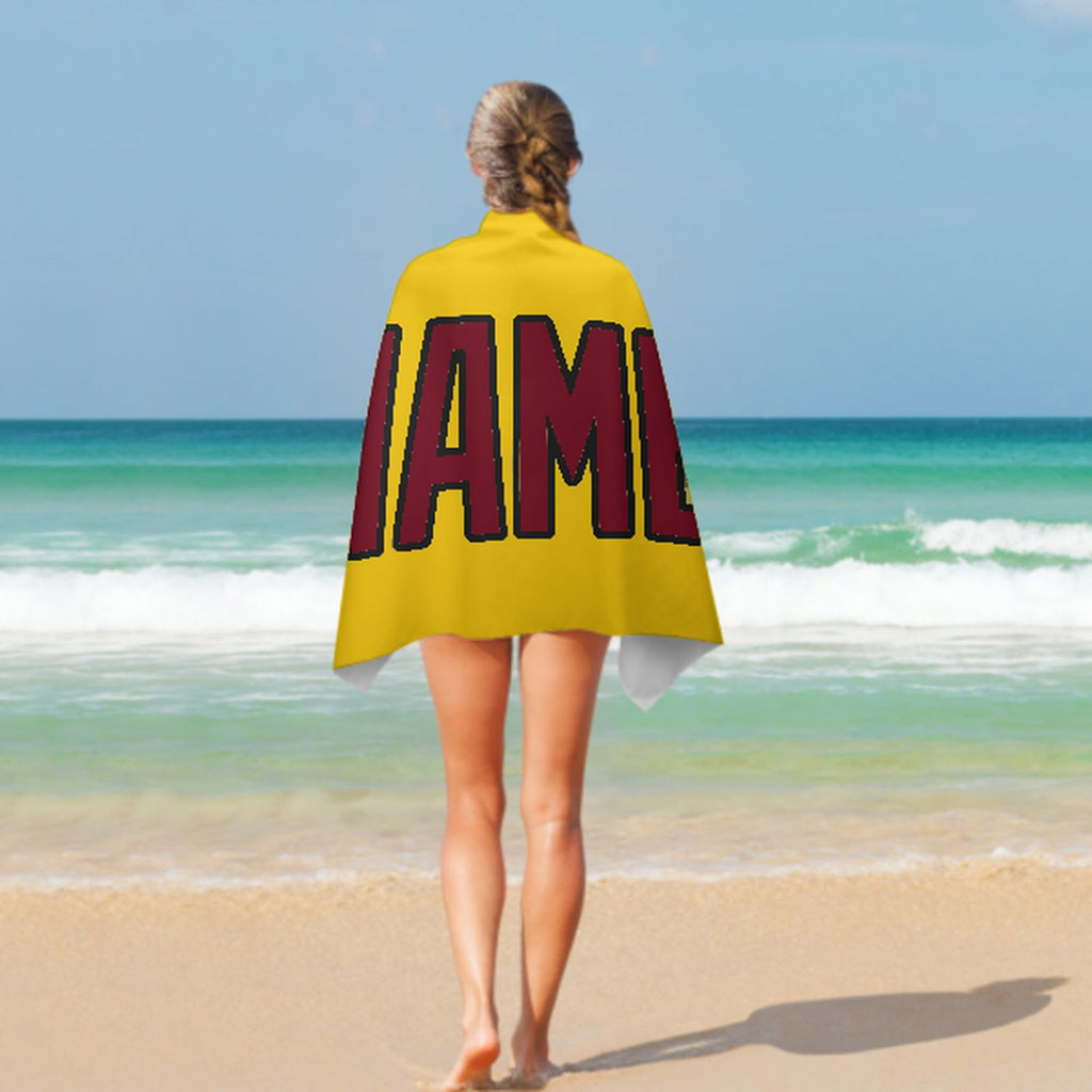 Custom Gold Crimson Red Beach Towel