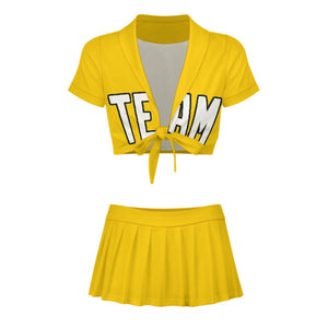 Custom Gold White Cheerleading Uniform Set