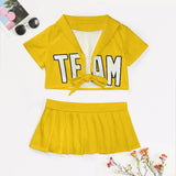 Custom Gold White Cheerleading Uniform Set