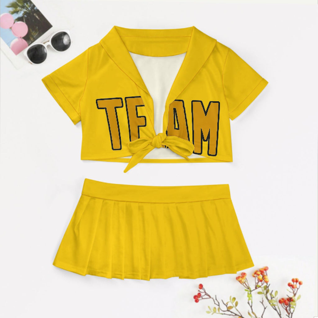 Custom Gold Yellow Cheerleading Uniform Set