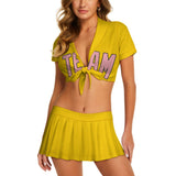 Custom Gold Light Pink Cheerleading Uniform Set