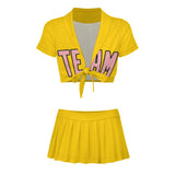 Custom Gold Light Pink Cheerleading Uniform Set