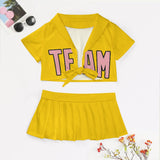 Custom Gold Light Pink Cheerleading Uniform Set