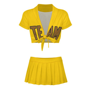 Custom Gold Khaki Cheerleading Uniform Set