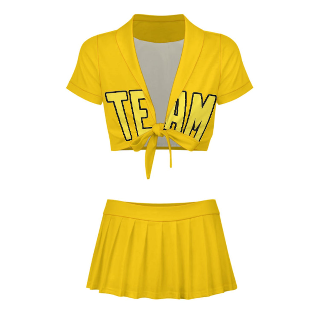 Custom Gold Light Yellow Cheerleading Uniform Set