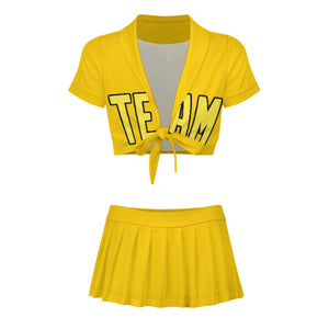 Custom Gold Light Yellow Cheerleading Uniform Set