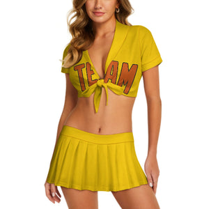 Custom Gold Orange Cheerleading Uniform Set