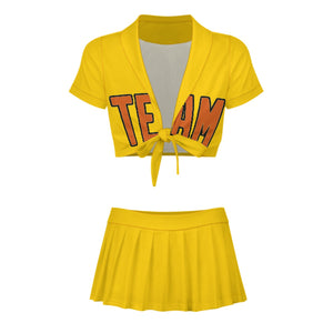 Custom Gold Orange Cheerleading Uniform Set