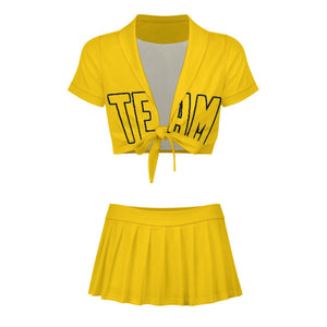 Custom Gold Gold Cheerleading Uniform Set