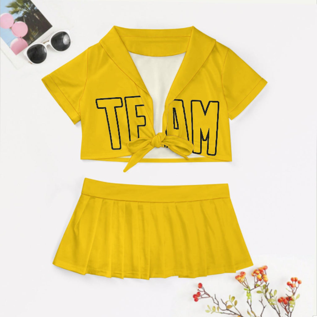 Custom Gold Gold Cheerleading Uniform Set