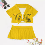 Custom Gold Gold Cheerleading Uniform Set