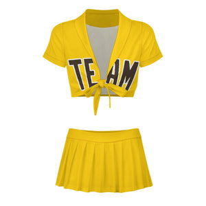 Custom Gold Brown Cheerleading Uniform Set