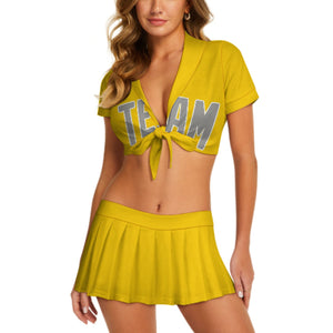 Custom Gold Gray Cheerleading Uniform Set