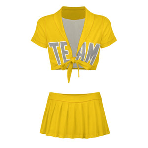 Custom Gold Gray Cheerleading Uniform Set