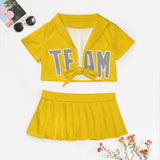 Custom Gold Gray Cheerleading Uniform Set