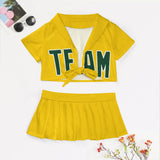 Custom Gold Green Cheerleading Uniform Set