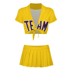 Custom Gold Purple Cheerleading Uniform Set