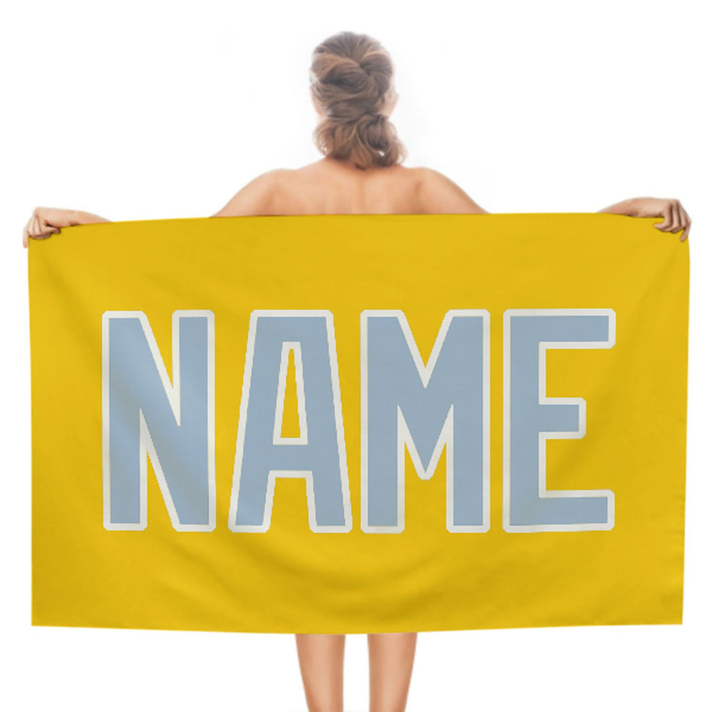 Custom Gold Light Blue Beach Towel
