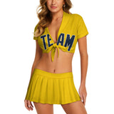 Custom Gold Blue Cheerleading Uniform Set