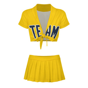 Custom Gold Blue Cheerleading Uniform Set