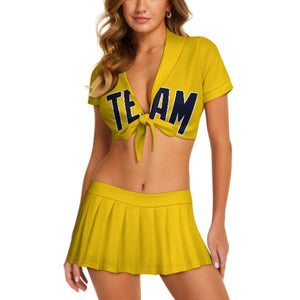 Custom Gold Navy Cheerleading Uniform Set