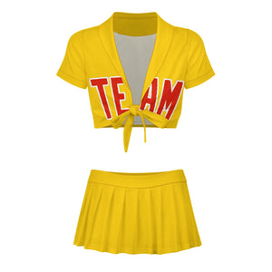 Custom Gold Orange Red Cheerleading Uniform Set