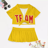Custom Gold Orange Red Cheerleading Uniform Set