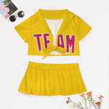 Custom Gold Pink Cheerleading Uniform Set