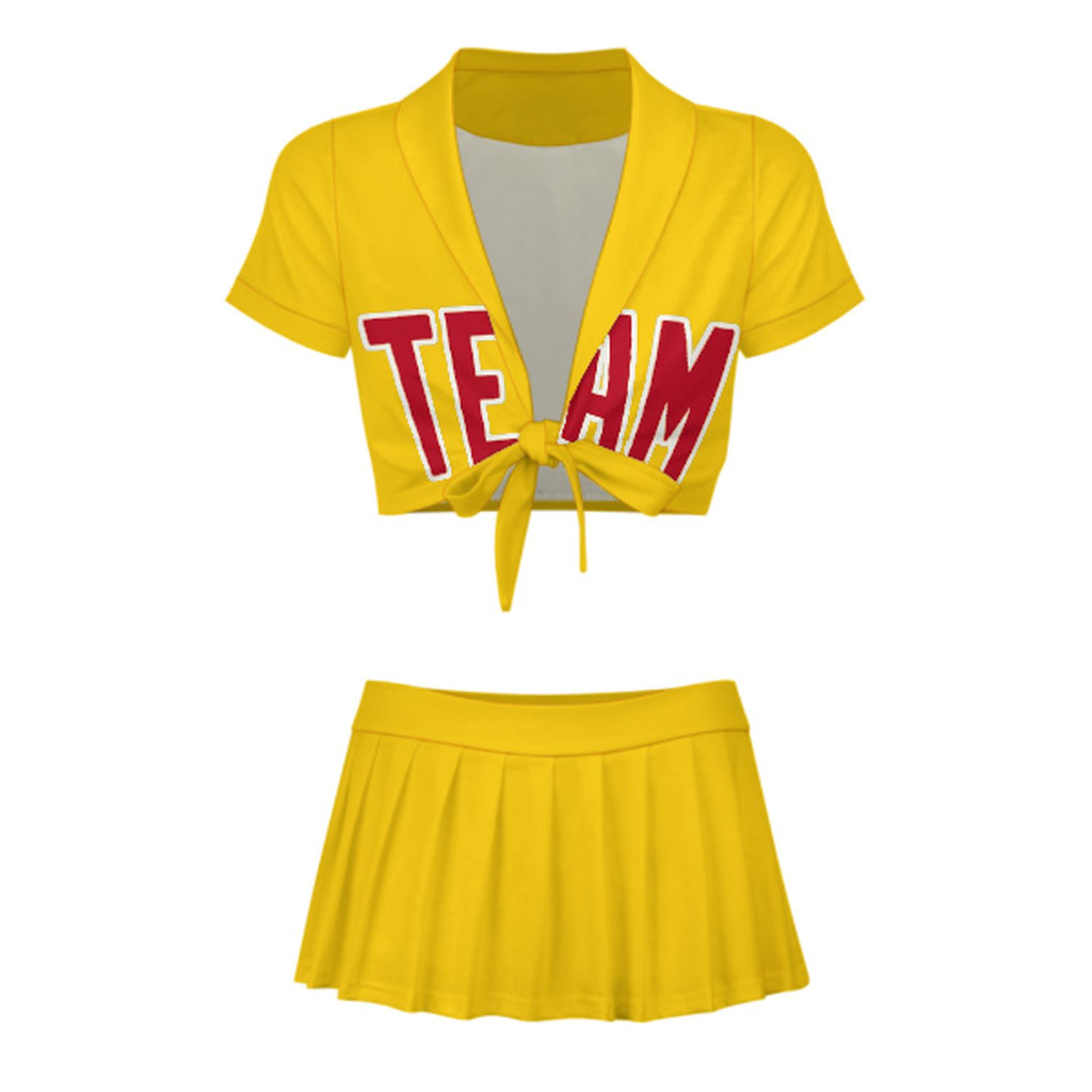 Custom Gold Red Cheerleading Uniform Set