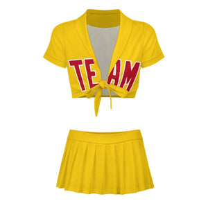 Custom Gold Red Cheerleading Uniform Set