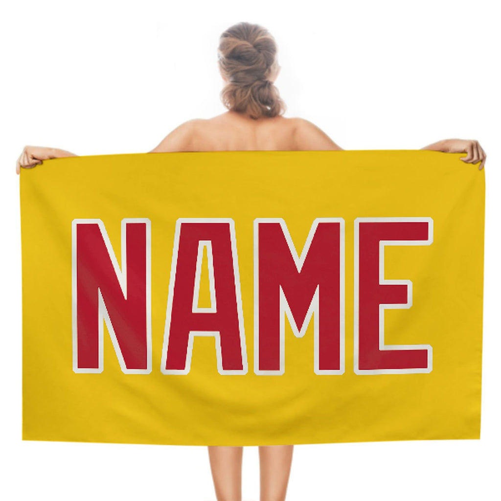 Custom Gold Red Beach Towel