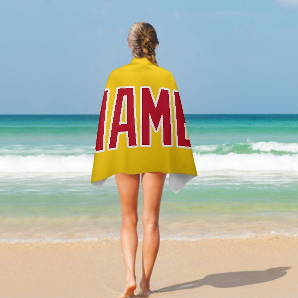 Custom Gold Red Beach Towel