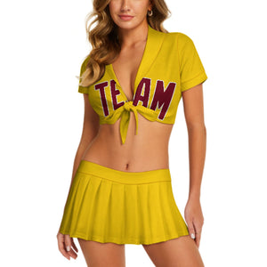 Custom Gold Crimson Red Cheerleading Uniform Set