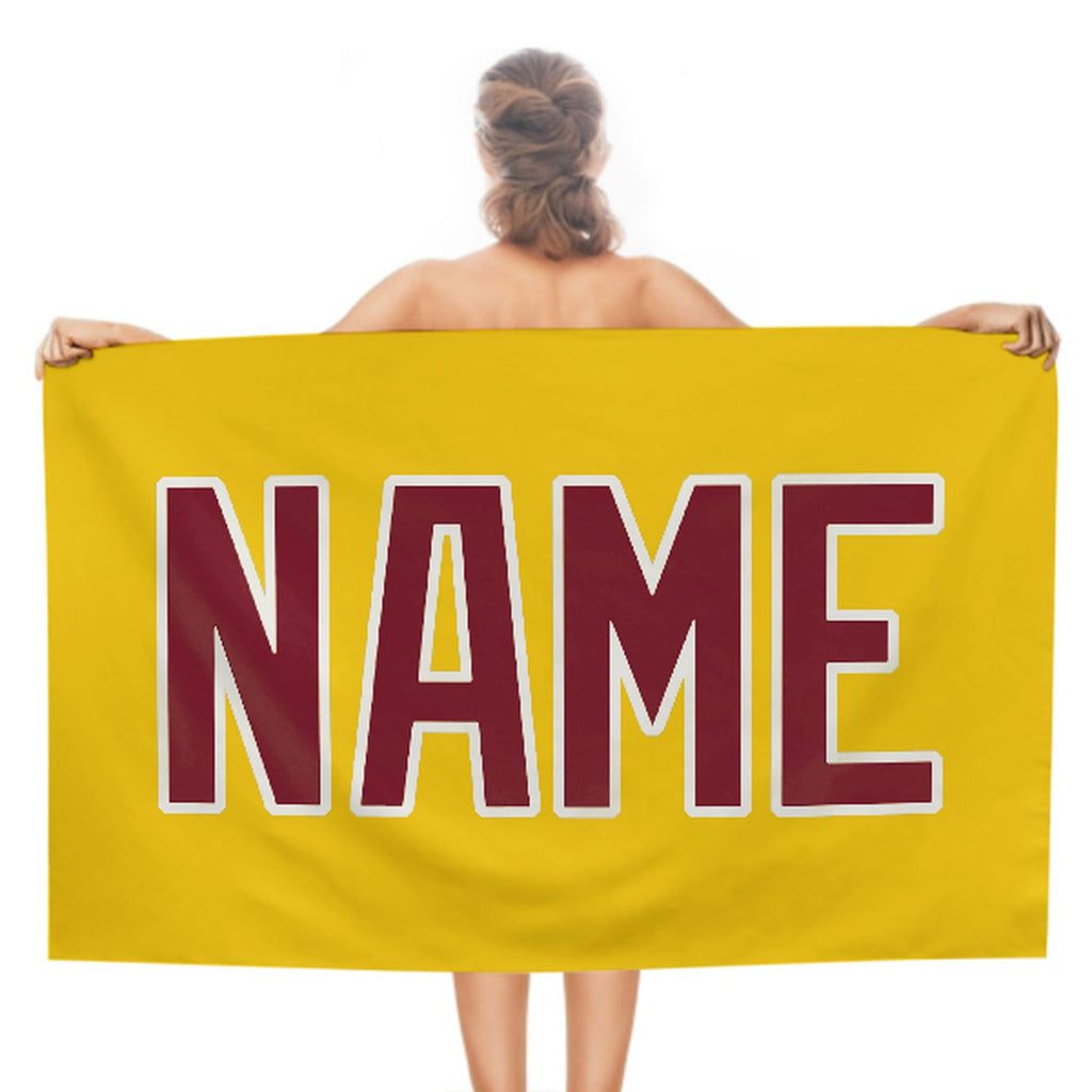 Custom Gold Crimson Red Beach Towel