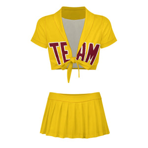 Custom Gold Crimson Red Cheerleading Uniform Set