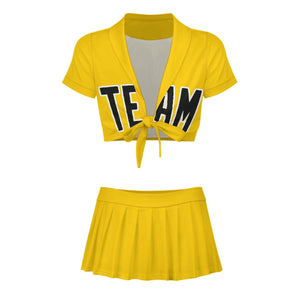 Custom Gold Black Cheerleading Uniform Set