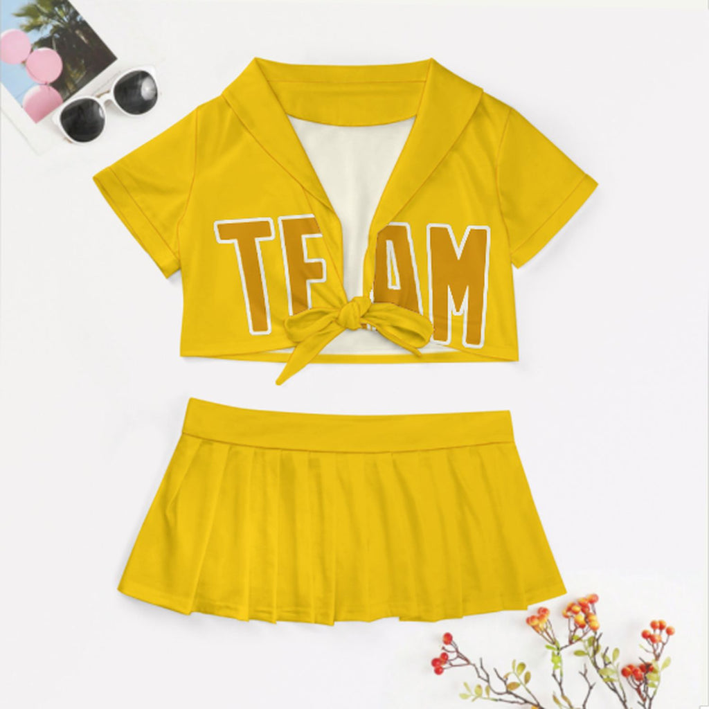 Custom Gold Yellow Cheerleading Uniform Set