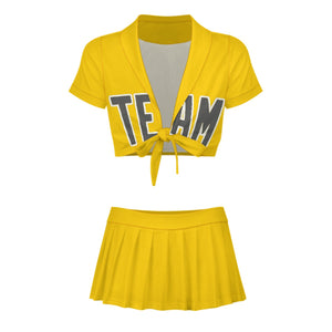 Custom Gold Dark Grey Cheerleading Uniform Set
