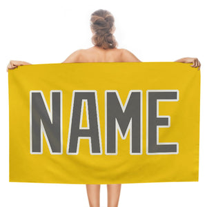 Custom Gold Dark Grey Beach Towel